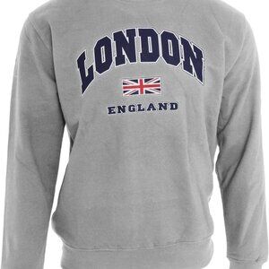 Unisex Sweatshirt London England British Flag Design Size XL Gray NWT